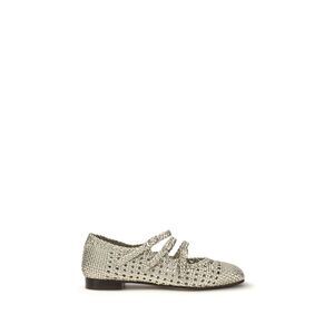 Carel Paris Silver Calf Leather Bos Taurus Ballet Women's Flats